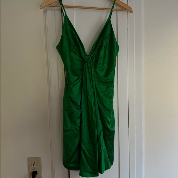 Cinq à Sept Green Lizzy Draped Silk Mini Dress sz 0 - Picture 6 of 13